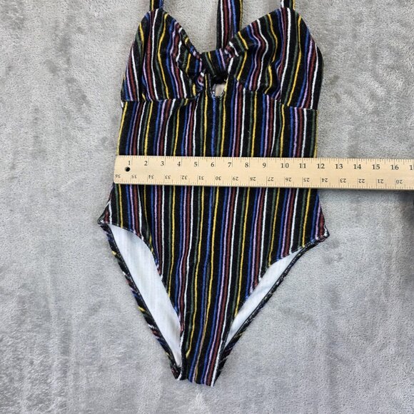 Out From Under Bodysuit Womens Small Multicolor Striped Halter Urban Outfitters - Picture 3 of 10